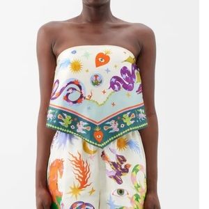 Alemais silk snake print crop top